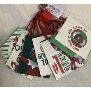 Christmas Gift Bags 10 Kraft Assorted Handle Elf On The Shelf 5.5x4.5x2.5 Small